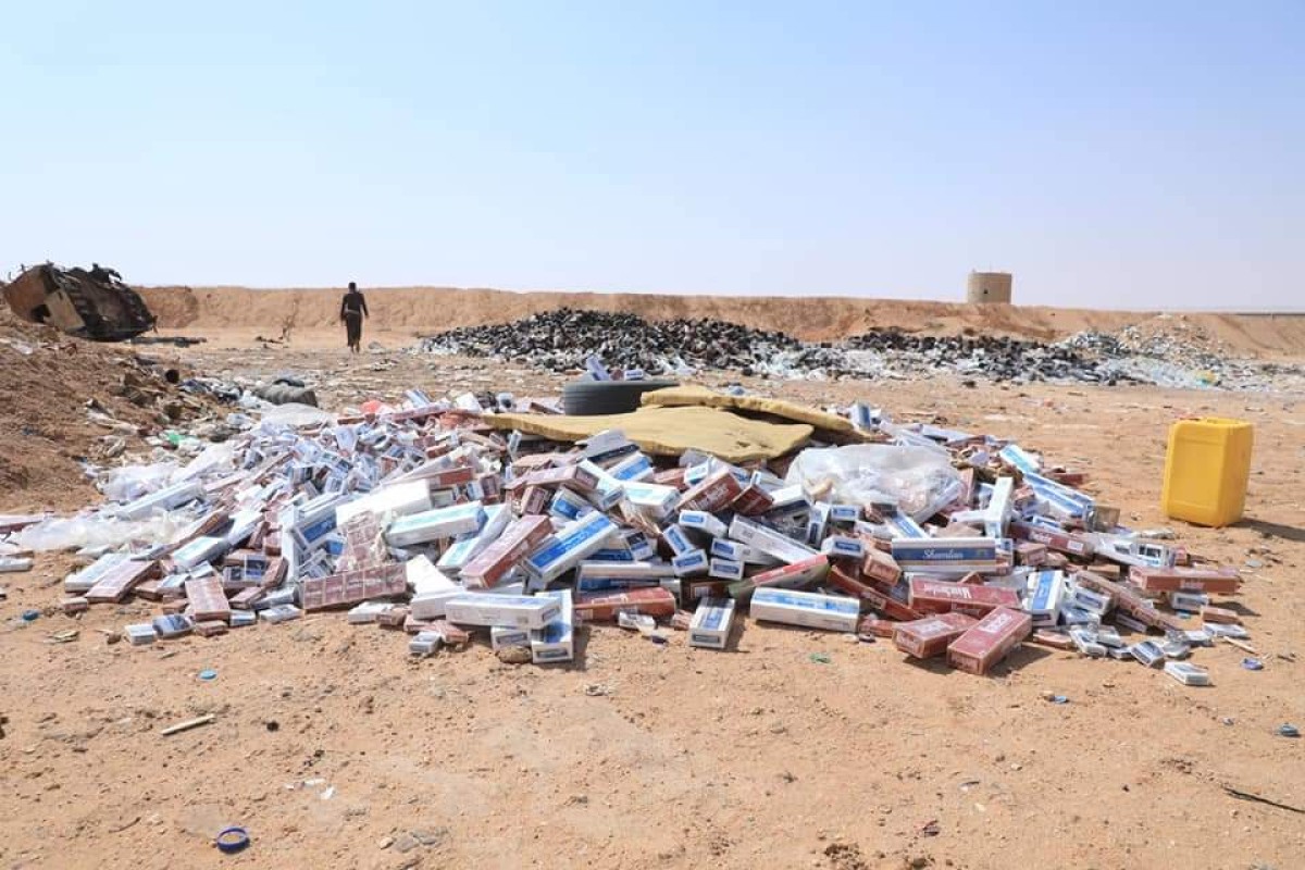 الوديعة..إتلاف آلاف الباكيات من السجائر المهربة للمرة الثانية خلال شهر واحد