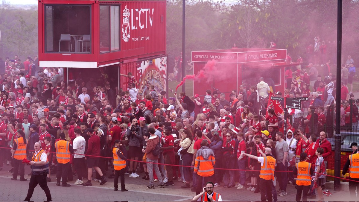 Liverpool celebrates the Premier League title in front of the fans for the first time in 35 years