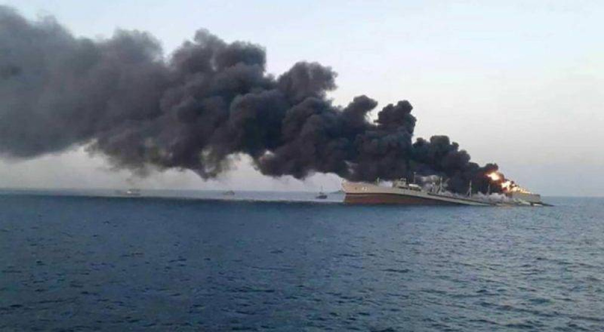 Explosion near a ship in the Red Sea