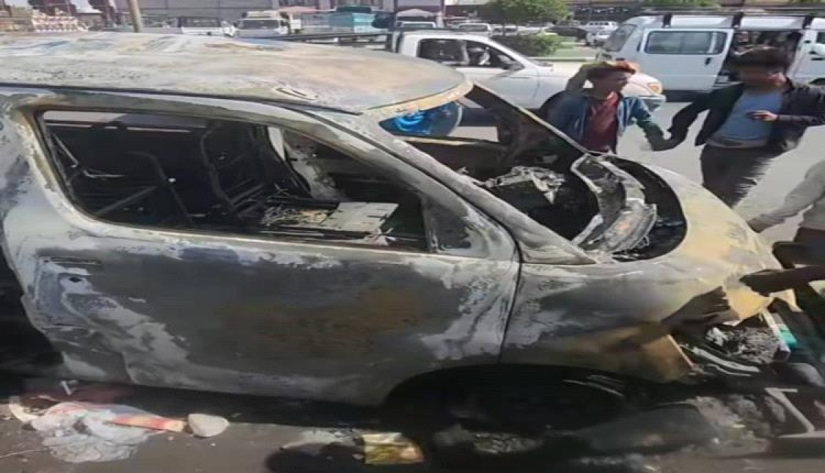 A converted gas tank burned in the capital, Aden