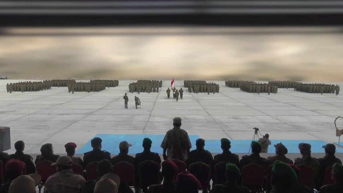 With a solemn military display... Security Belt forces witness the graduation of the first batch of the training course