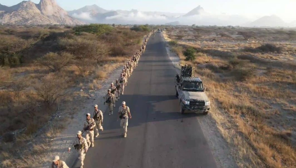 Forces of the Fourth Brigade, Shield of the Nation, carry out a military march