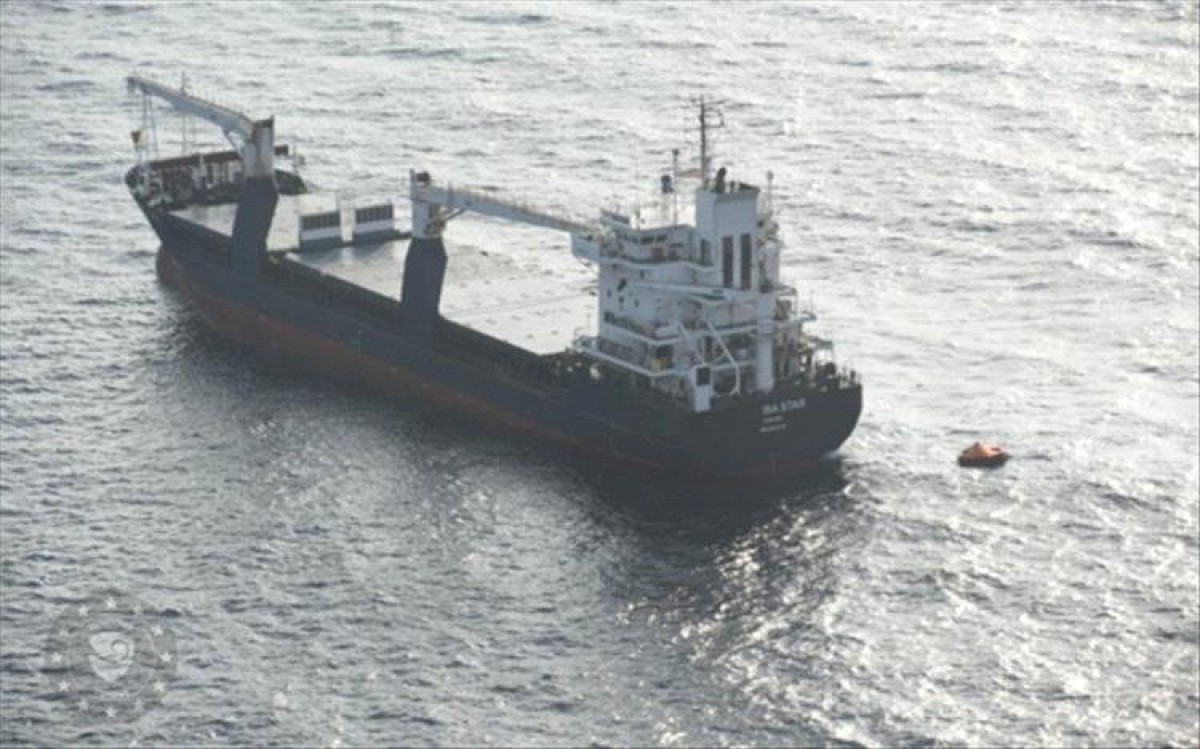 The crew of a ship in the Red Sea after a fire broke out in it