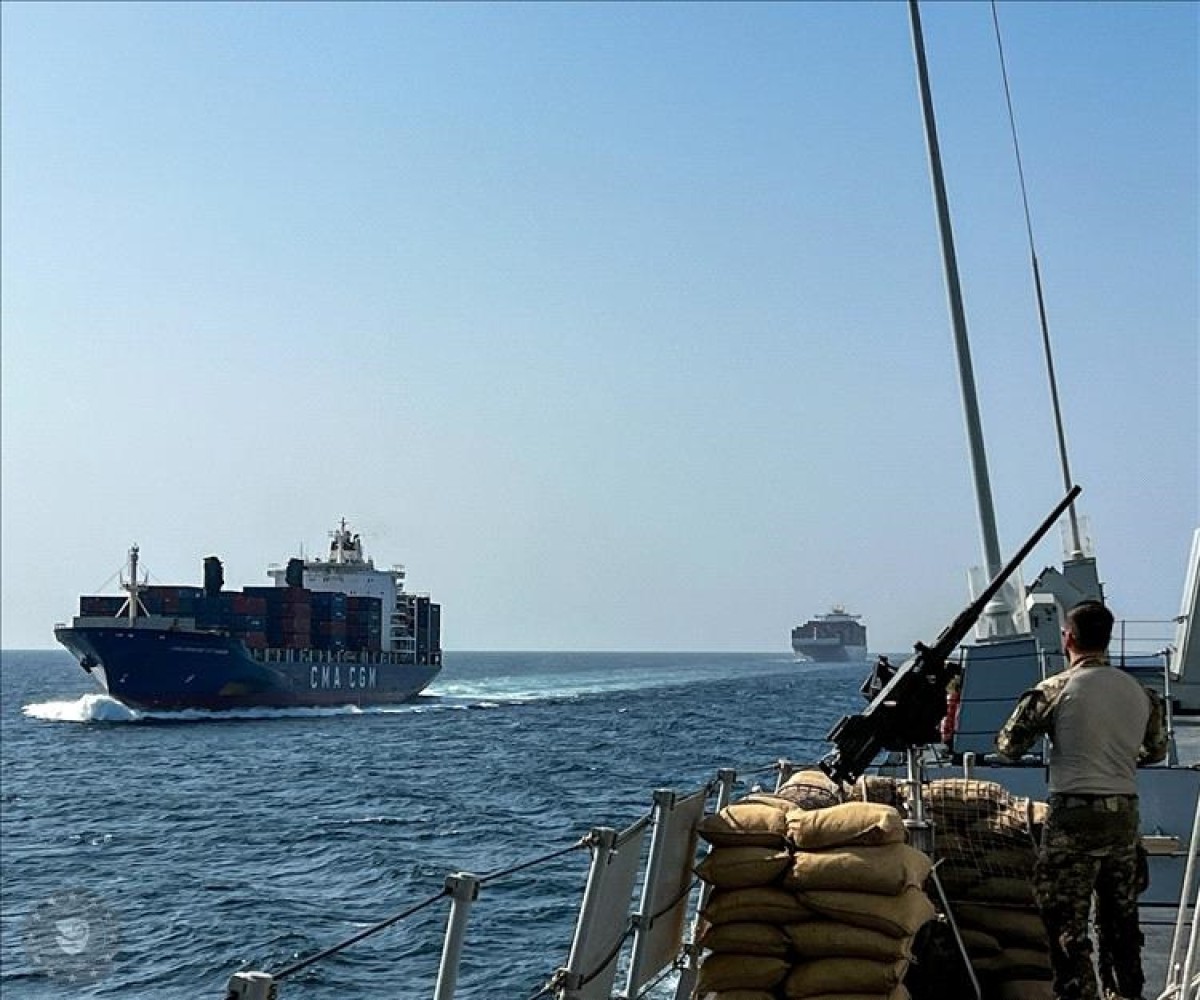 The arrival of an Italian ship to participate in the protection of the Red Sea